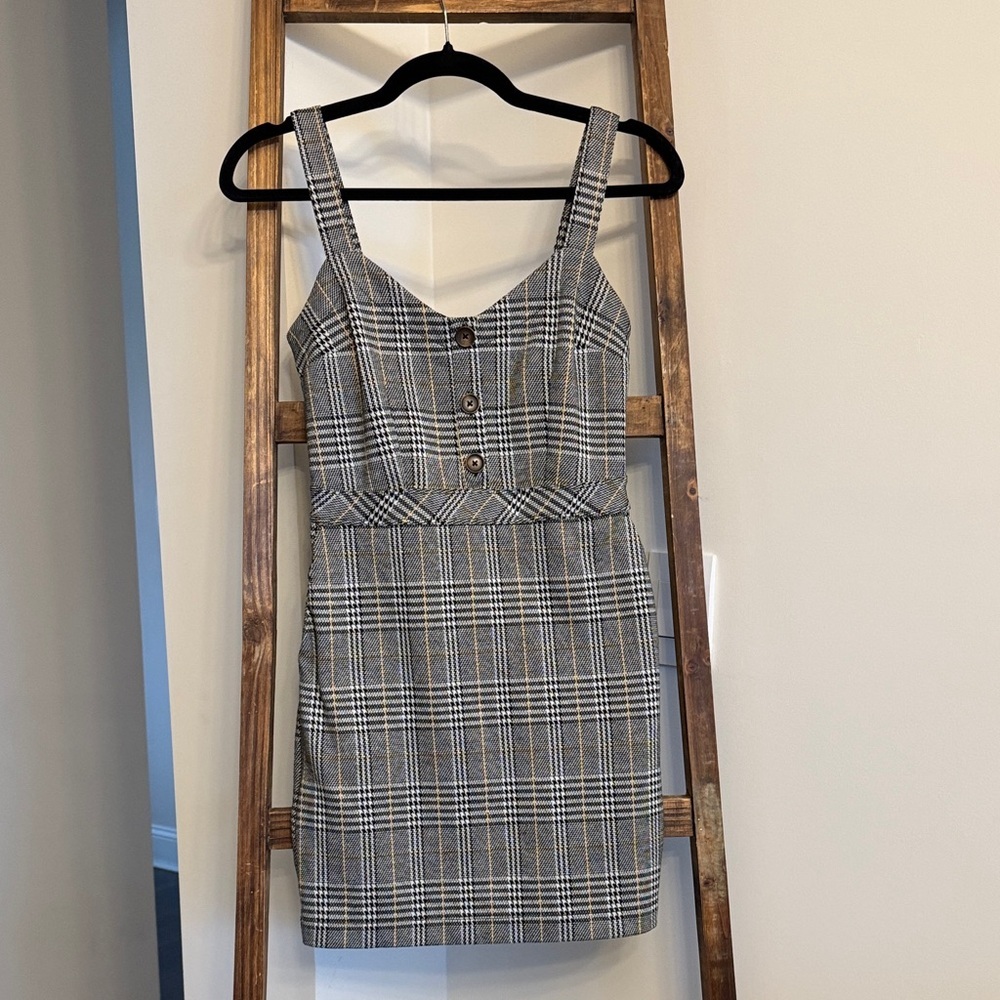 Abercrombie & Fitch Gray Plaid Mini Dress